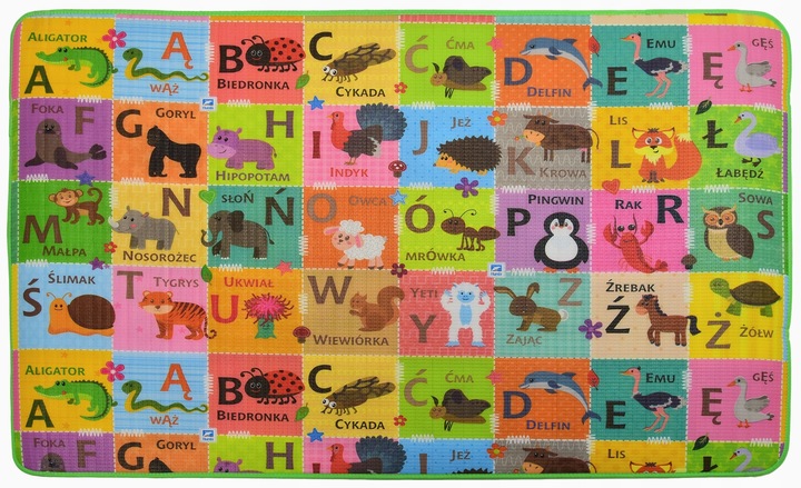 MATA PIANKOWA SZACHOWNICA POLSKI ALFABET 120x180x1CM DWUSTRONNA DUŻA GRUBA