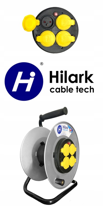 Pusty metalowy bęben na przedłużacz 4 gniazda IP44 do 50m