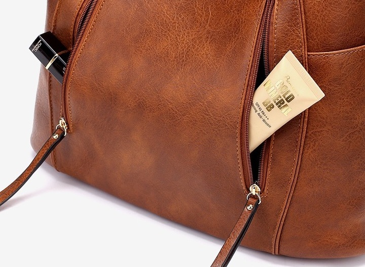 Torebka Duża BRĄZOWA Damska Pojemna Do pracy A4 Torba