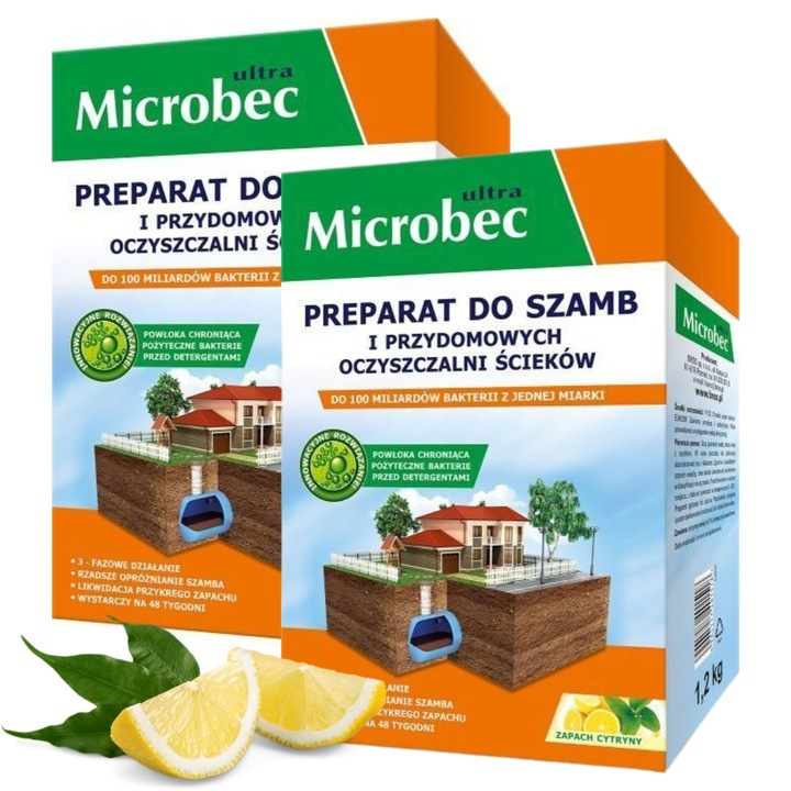 MICROBEC Ultra BAKTERIE ŚRODEK DO SZAMBA 1.2kg x 2