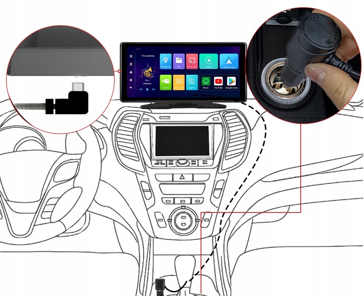 RADIO STACJA MULTIMEDIALNA WIDEOREJESTRATOR CARPLAY ANDROID DVR KAMERA AUX