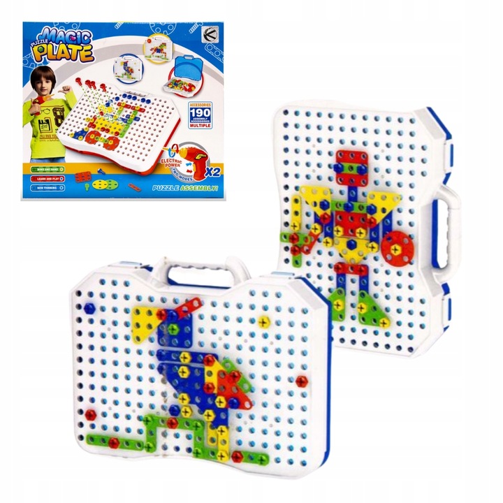 Zestaw klocki konstrukcyjne walizka z narzędziami 190 elementów