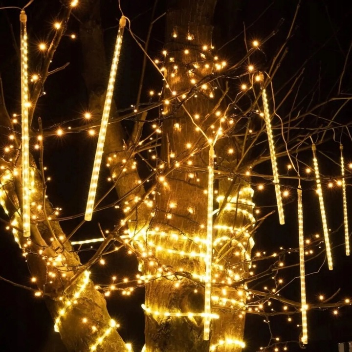 Lampki sople meteory led śnieg 30cm ip44 SPADAJĄCY ŚNIEG ZEWNĘTRZNE SOLARNE