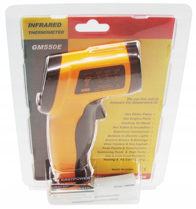 PIROMETR TERMOMETR LASEROWY BEZDOTYKOWY NA PODCZERWIEŃ EMISYJNOŚĆ -50+550°C