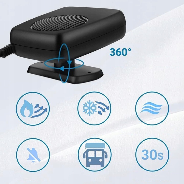 ODMRAŻACZ SZYBY 12V, 150W WENTYLATOR SAMOCHODOWY, PODGRZEWACZ SAMOCHODOWY