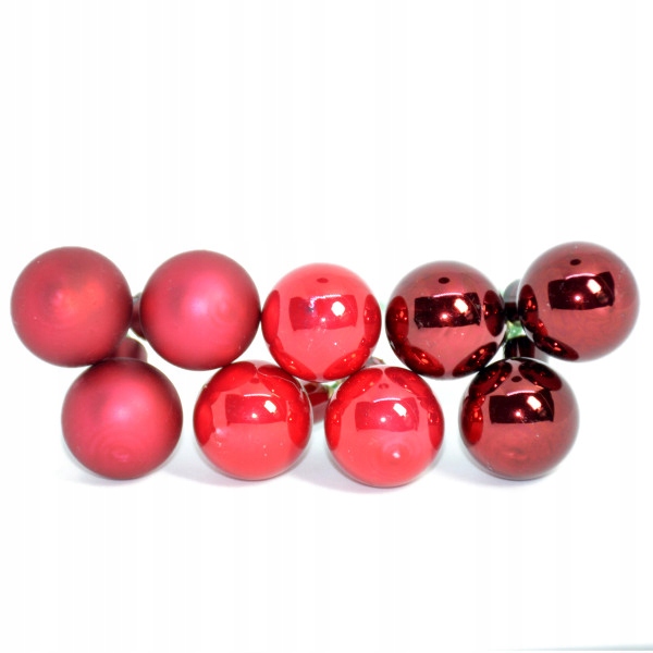 Bombki szklane drucik czerwień świąteczna 2cm/ 144