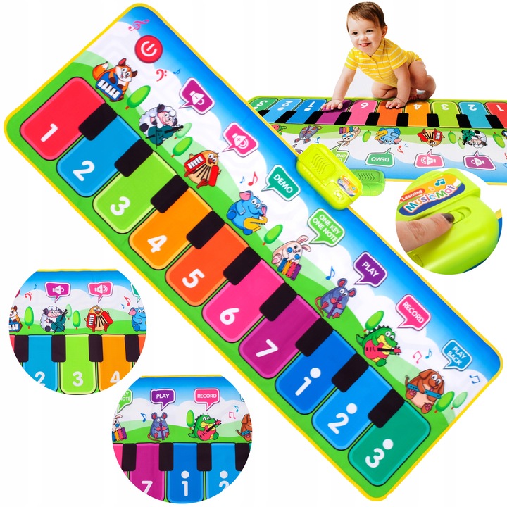 MATA MUZYCZNA DO TAŃCZENIA DLA DZIECI INTERAKTYWNA 130 cm PIANINKO NAGRYWA