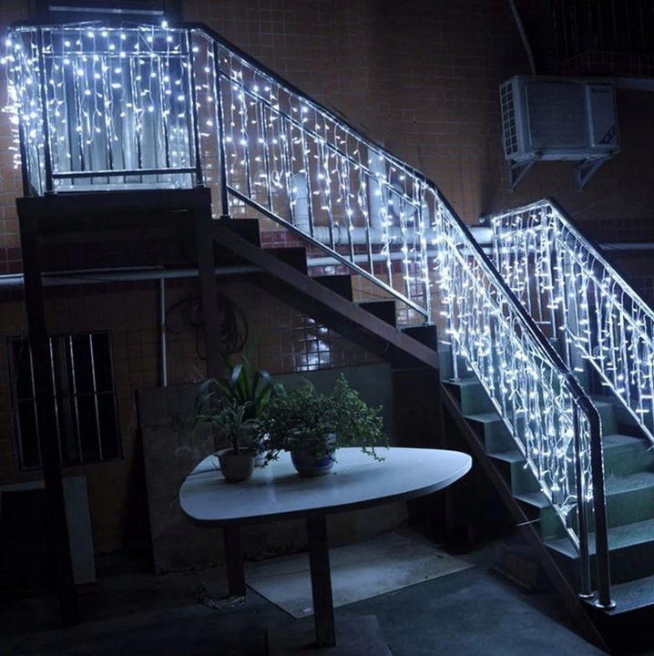 SOPLE 500 LED KURTYNA LAMPKI ZEWNĘTRZNE Białe Zimnee 24m Lampki Girlanda