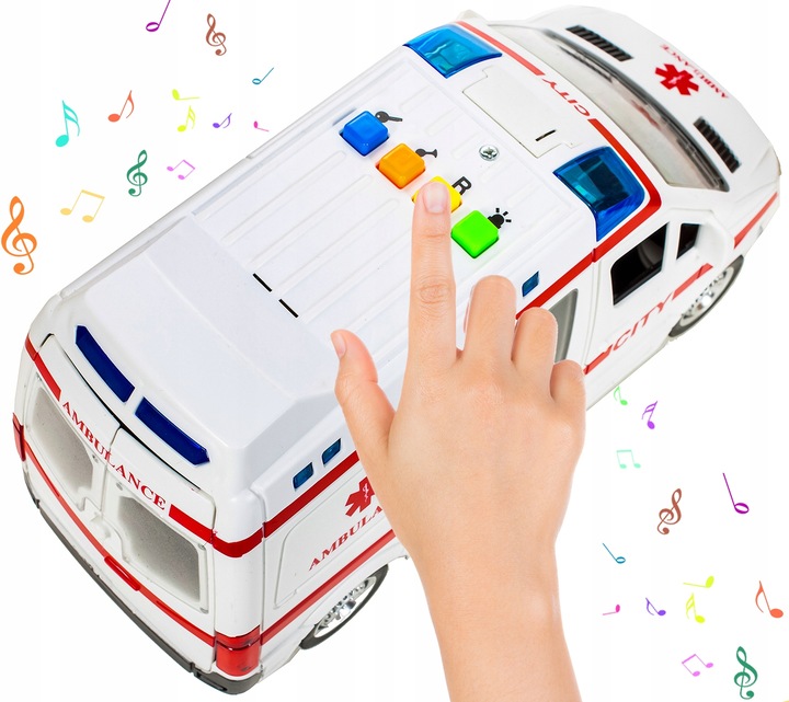 KARETKA AMBULANS SAMOCHÓD AUTO POGOTOWIE z Dźwiękiem I Światłem NA NAPĘD