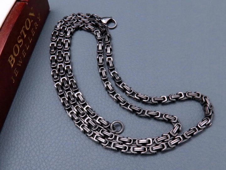 CZARNY ŁAŃCUSZEK + KRZYŻYK CZARNA STAL CHIRURGICZNA 316L SPLOT KRÓLEWSKI