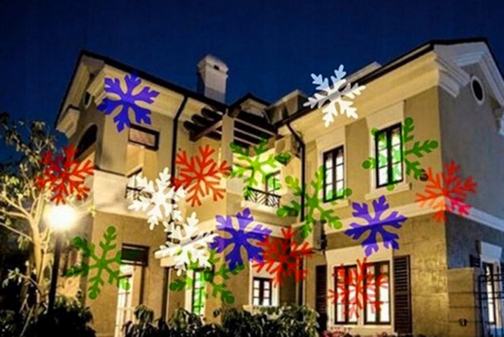 PROJEKTOR LEDOWY LED PŁATKI ŚNIEGU ŚNIEŻYNKI RZUTNIK NA DOM ŚCIANĘ KOLOROWY