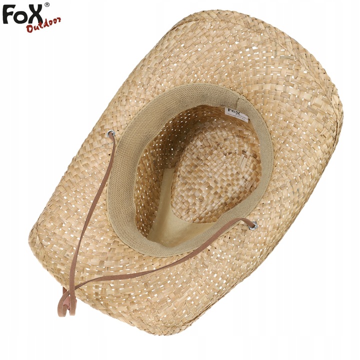KAPELUSZ KOWBOJSKI SŁOMIANY SŁOMKOWY ze Sznurkiem MFH FOX OUTDOOR BROWN