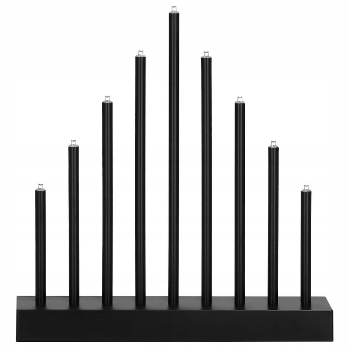 ŚWIECZNIK ADWENTOWY ŚWIECE ŚWIECZKI LAMPKI ŚWIĄTECZNY NA OKNO 9 led CZARNY