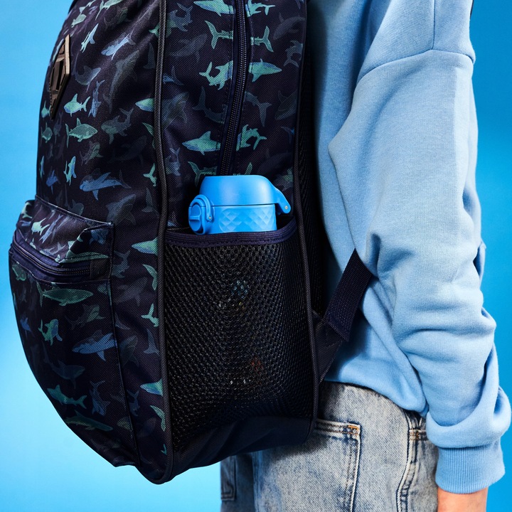 BUTELKA BIDON NA WODĘ DO SZKOŁY PRZEDSZKOLA NIEBIESKI KOTKI KOTY ION8 0,35