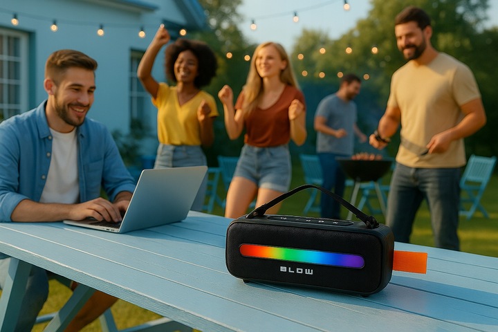 GŁOŚNIK BLUETOOTH PRZENOŚNY RADIO FM USB BEZPRZEWODOWY KARAOKE RGB MIKROFON