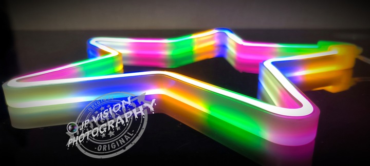 OZDOBA ŚWIĄTECZNA GWIAZDA NEON LED okno KOLOROWA WEWNĘTRZNA ZEWNĘTRZNA