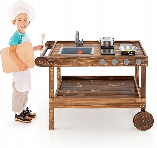 Kuchnia błotna dla dzieci z uchwytem brązowa