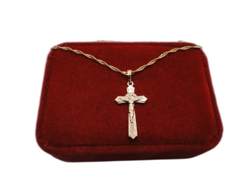 Złoty łańcuszek stal chirurgiczna z krzyżykiem