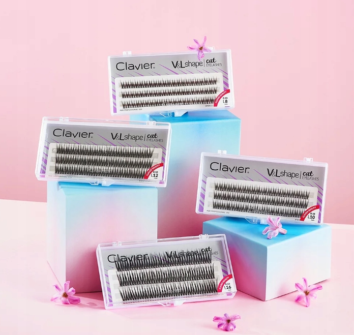 Kępki rzęs Clavier V&L Shape cat eyelashes skręt L - 16mm