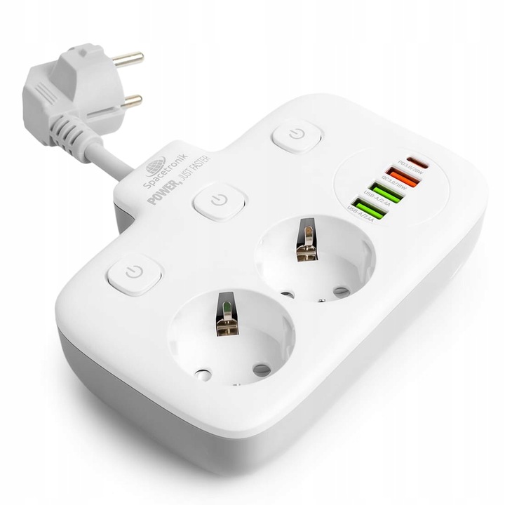 Listwa Zasilająca Przedłużacz Krótki Złodziejka z Ładowarką 4x USB PD 2500W