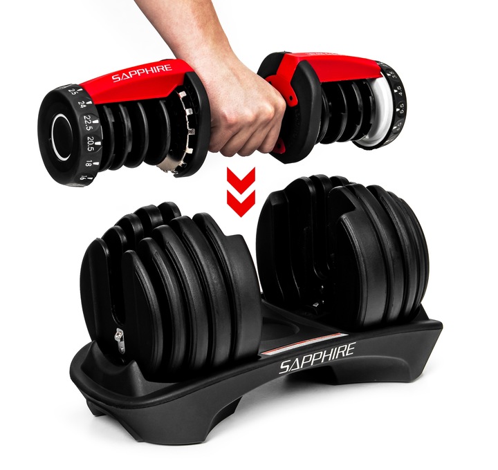 HANTEL REGULOWANY SAPPHIRE obciążenie 2,5KG - 24KG HANTLA 1x hantle SYSTEM