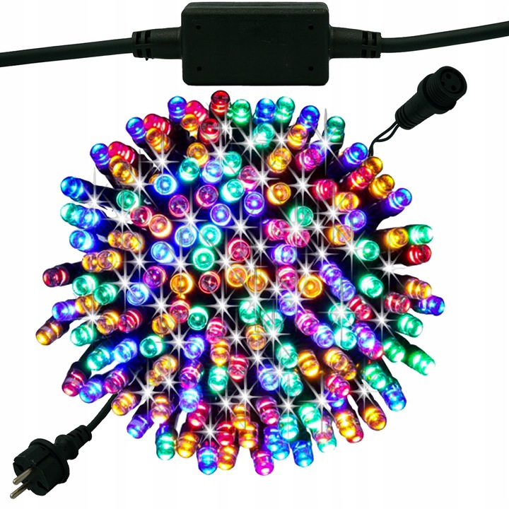LAMPKI CHOINKOWE 300 LED ZEWNĘTRZNE FLASH EFEKT ISKIERKI GRUB KABEL multi