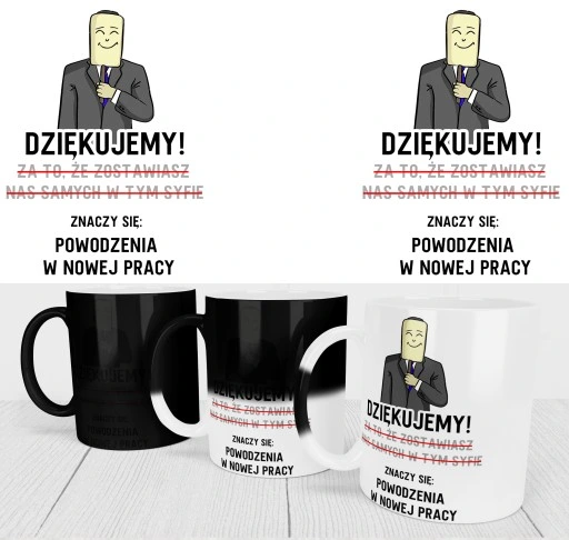 MAGICZNY KUBEK DLA PRACOWNIKÓW DO PRACY NA ODEJŚCIE Z PRACY ŚMIESZNY NADRUK