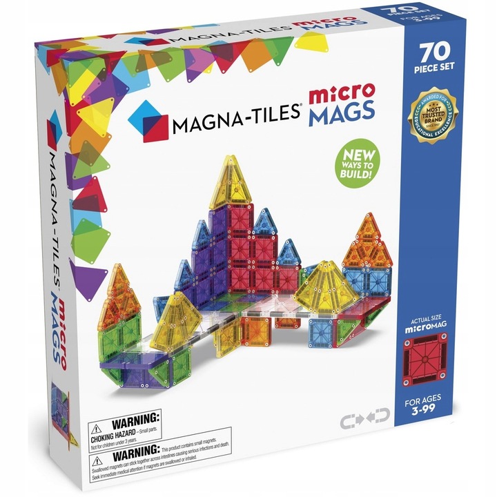 MAGNA-TILES Klocki Magnetyczne Konstrukcyjne microMAGS 70 elementów