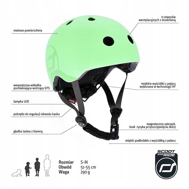 Kask dla dzieci SCOOTANDRIDE 3+ S-M - Kiwi