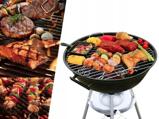 Grill BBQ Ogrodowy węglowy na brykiet zamykana pokrywa półka