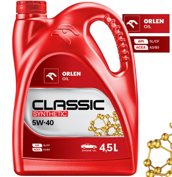 OLEJ ORLEN CLASSIC SYNTHETIC 5W40 4,5L | API SL SJ CF ACEA A3/B3 | 229.1