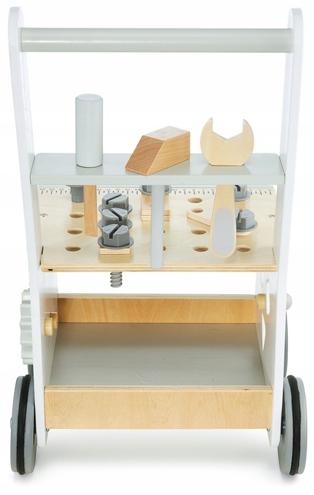 Drewniany Warsztat Dla Dzieci 3w1 Chodzik Pchacz Wózek 47 elementów Solidny