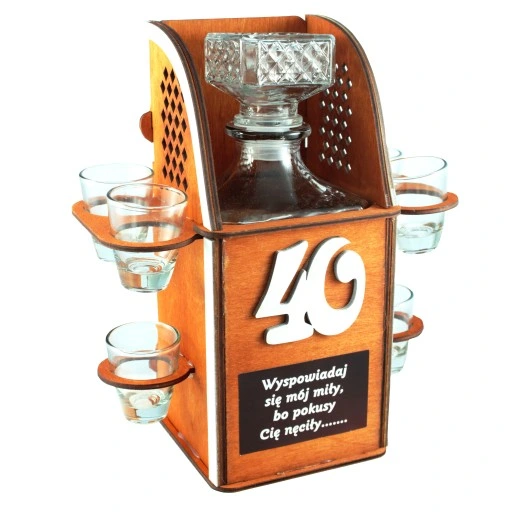 Karafka na alkohol 6 kieliszków kieliszki prezent URODZINY 18-99 WZORY