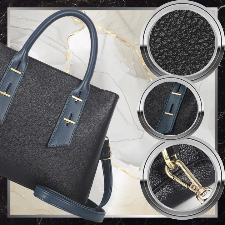 Torebka Skórzana Damska Czarna Na Ramię Torba Elegancka Pojemna Klasyczna