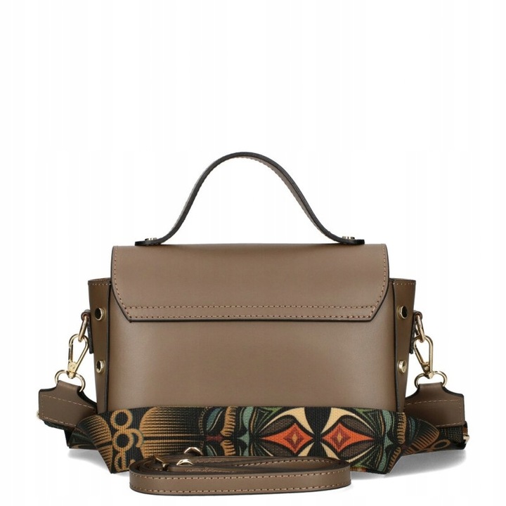 EGO Torebka Damska Kuferek Azteckie Wzory Skóra Naturalna Brąz Czekoladowa