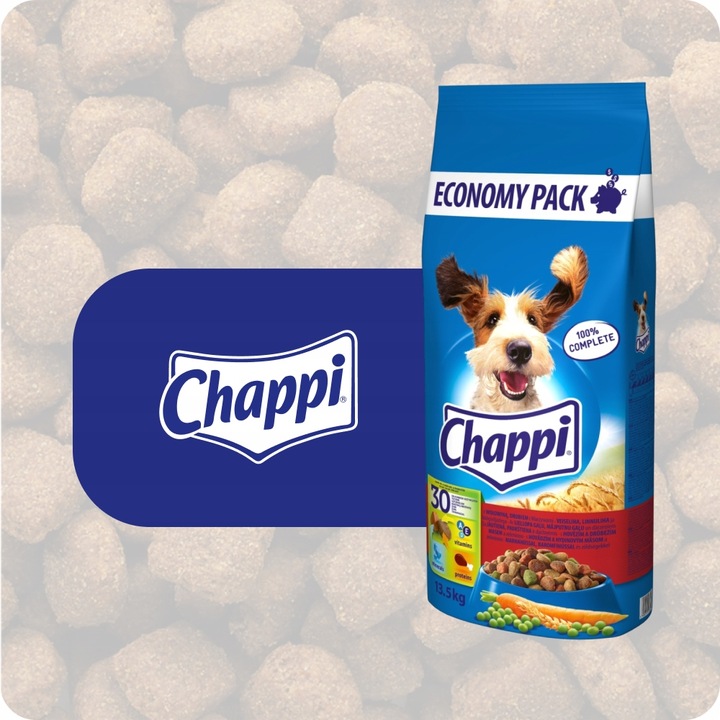SUCHA KARMA CHAPPI 13,5KG DLA DOROSŁYCH PSÓW Z WOŁOWINĄ DROBIEM I WARZYWAMI