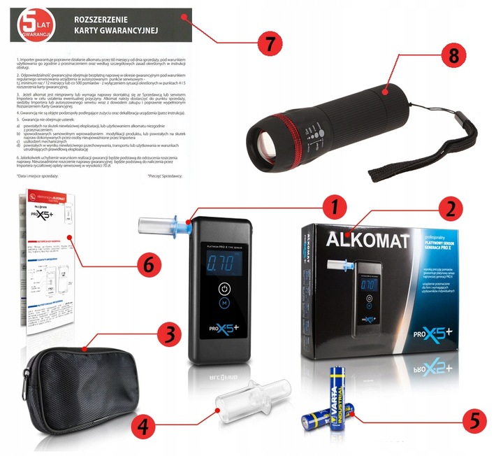 Alkomat Pro x5 elektrochemiczny BARDZO DOKŁADNY plus PLATYNOWY sensor