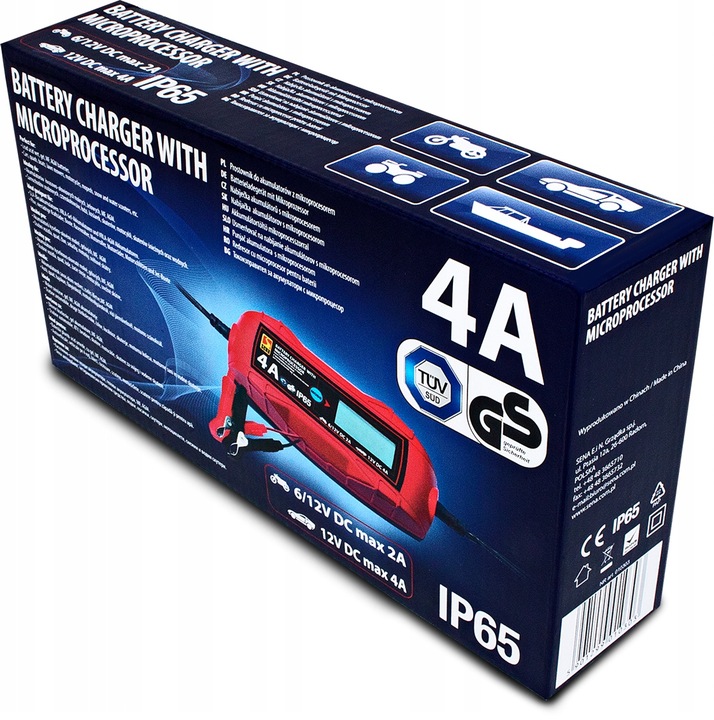 ŁADOWARKA PROSTOWNIK DO AKUMULATORA ŻELOWY 6V 12V AKUMULATORÓW LCD TUV GS