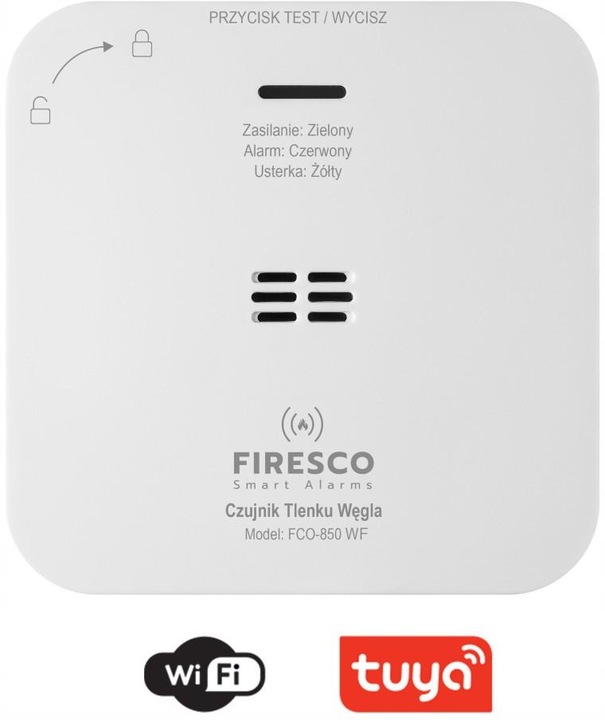 Czujnik czadu Firesco FCO-850 WF z WiFi aplikacja Tuya