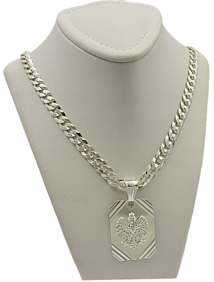 ŁANCUSZEK SREBRNY PANCERKA Z ORŁEM + GRAWER