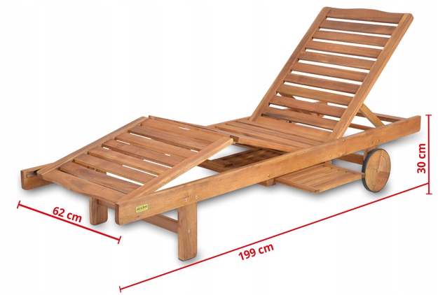 Leżak Leżanka Ogrodowy Drewniany HECHT Resort A Tropikalne Drewno Akacjowe