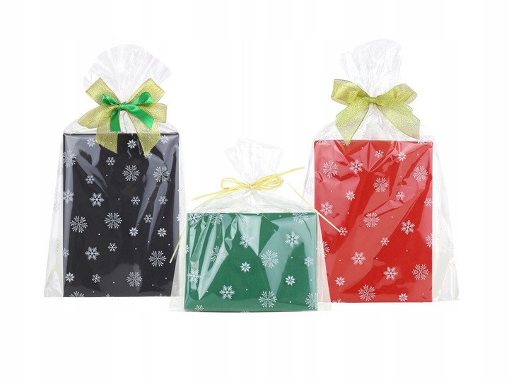 Torebki foliowe woreczki świąteczne celofan w ŚNIEŻYNKI 15x25 100 szt.