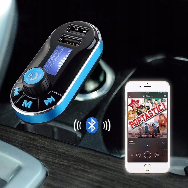 TRANSMITER SAMOCHODOWY FM USB Bluetooth SD AUX