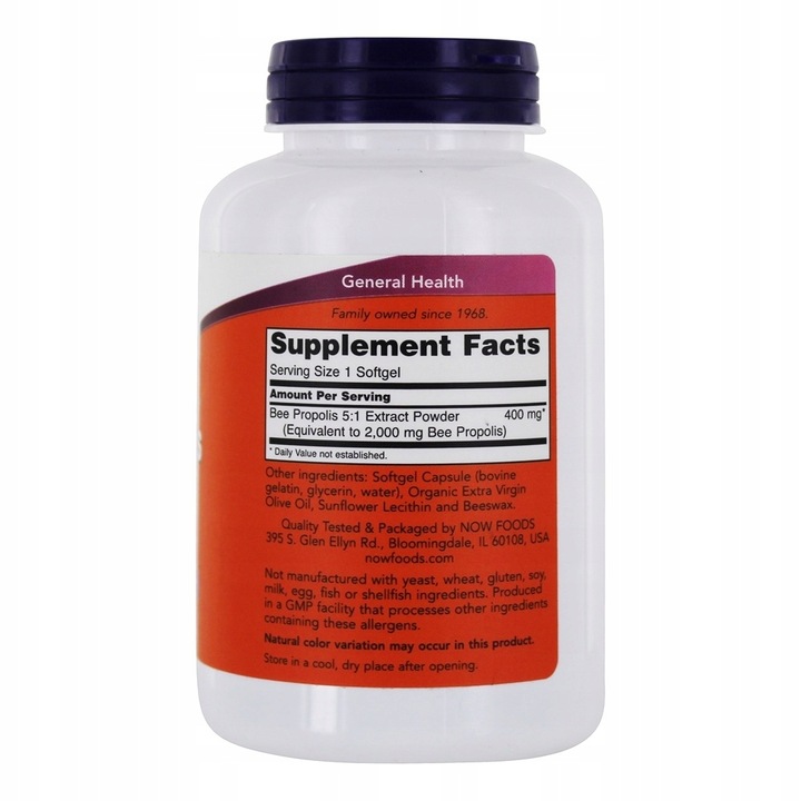 NOW Foods Propolis 2000 KIT PSZCZELI ANTYOKSYDANT ODPORNOŚĆ 100kap