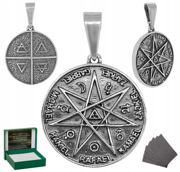 SREBRNY MEDALIK PIECZĘĆ TALIZMAN AMULET SIEDMIU ARCHANIOŁÓW DUŻY PRÓBA 925