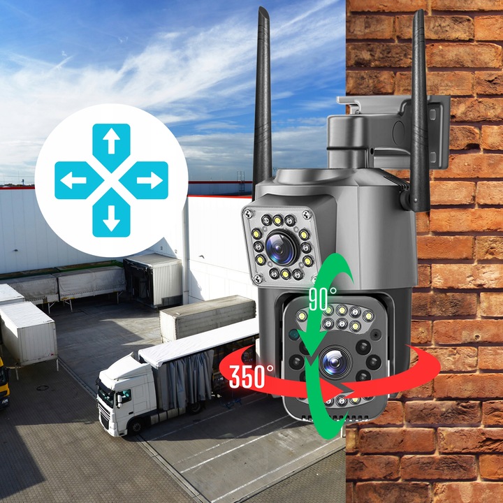 PODWÓJNA ZEWNĘTRZNA KAMERA WIFI SMART IP QUADHD 4MPX APLIKACJA DETEKCJA IR