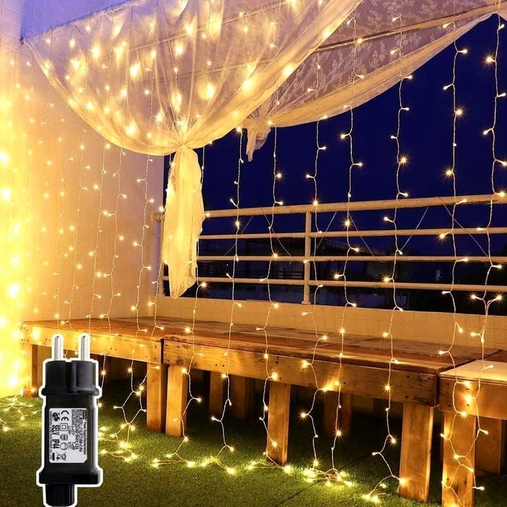 Kurtyna świetlna zewnętrzna duża 4x2m 700 LED timer Oświetlenie Świąteczne