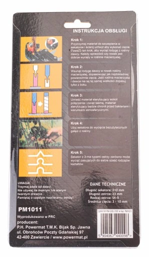 Sekator SZCZEPIENIA Roślin Krzewów Drzew Taśma