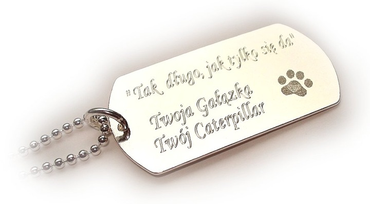 Nieśmiertelnik blacha 5 cm, 11g GRAWER SREBRO