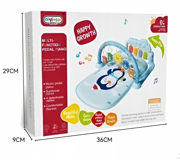 Mata Edukacyjna Interaktywna 3w1 z Pianinkiem Grzechotki dla Niemowląt 0+